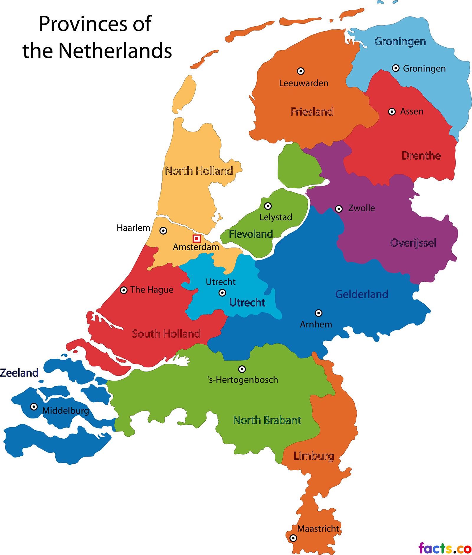 Nederland kaart staten - staten van Holland kaart (West-Europa - Europa)