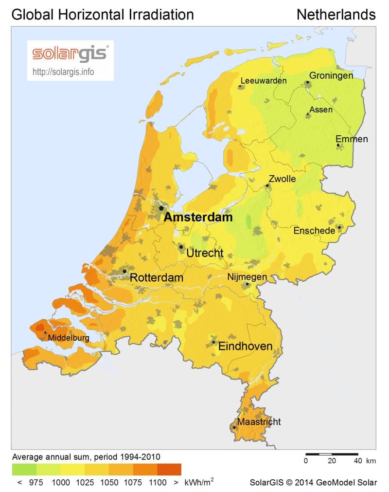 Nederland zon kaart