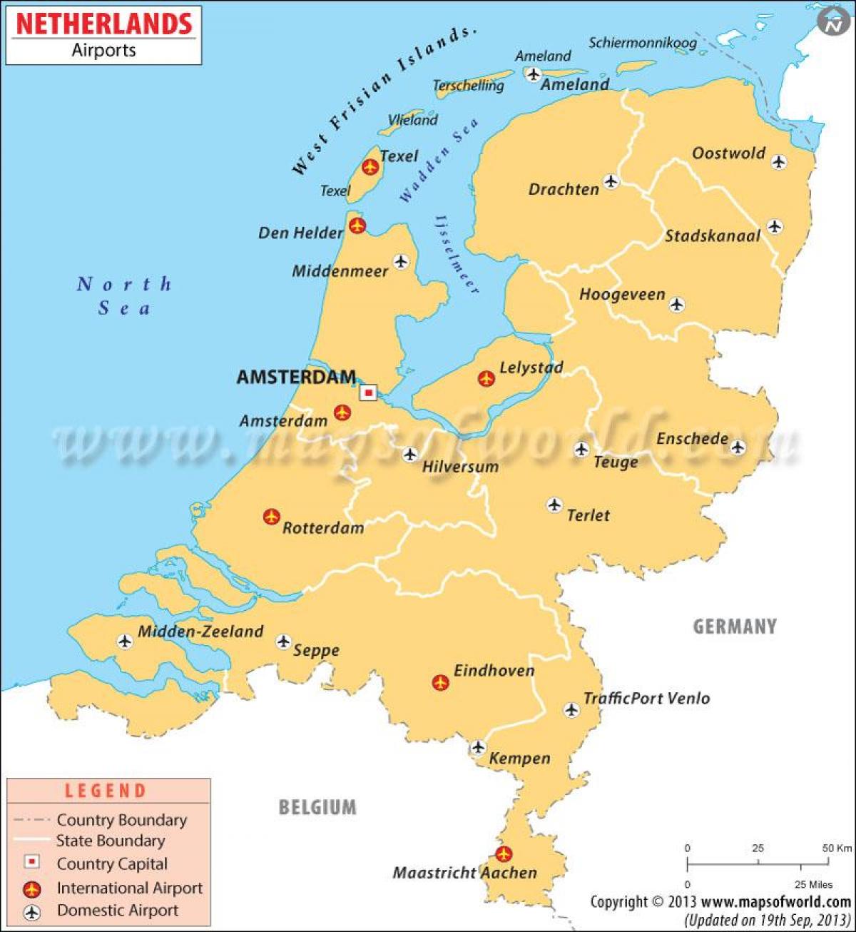 luchthavens in Nederland kaart bekijken