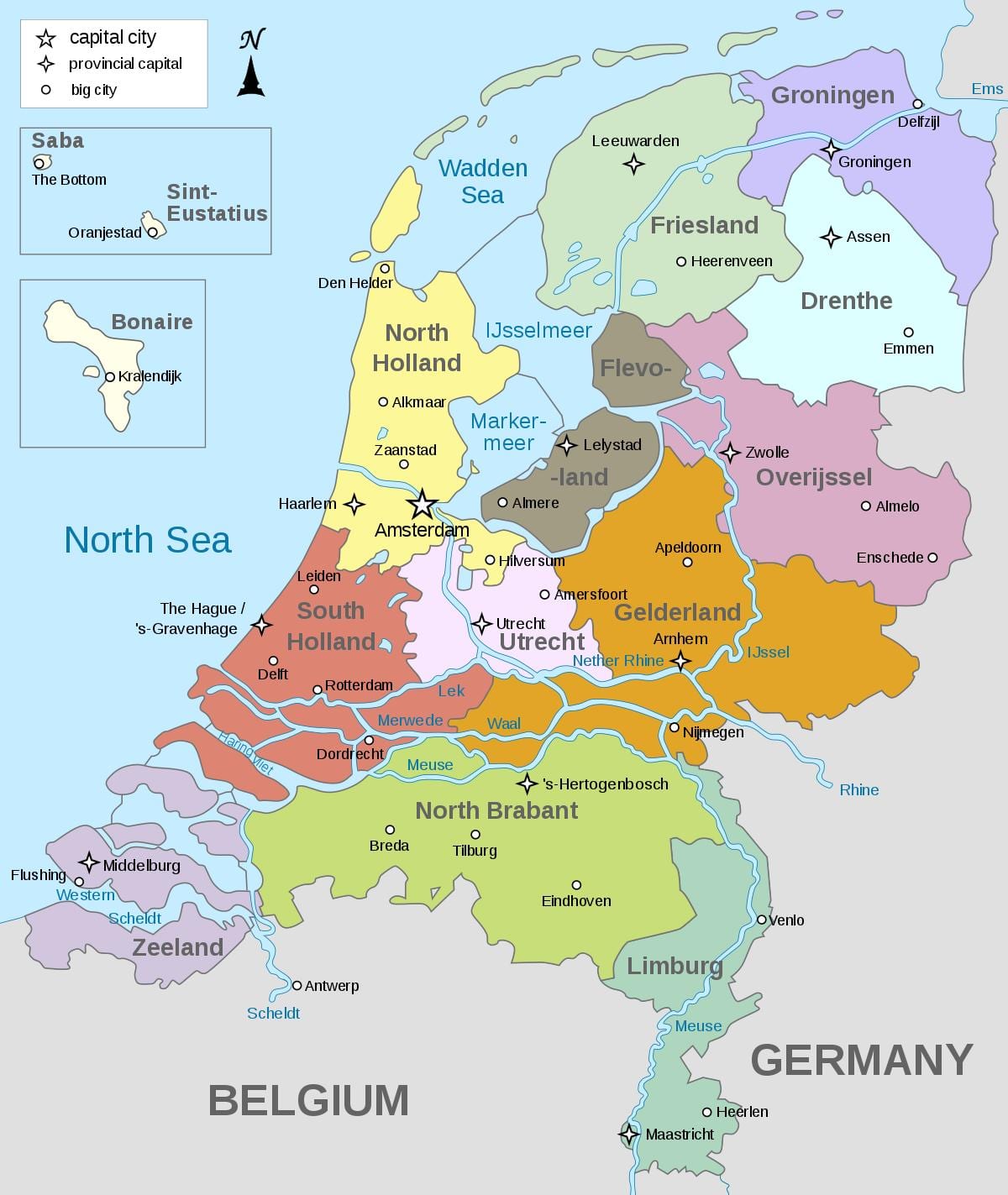 kaart van Nederland in regio ' s