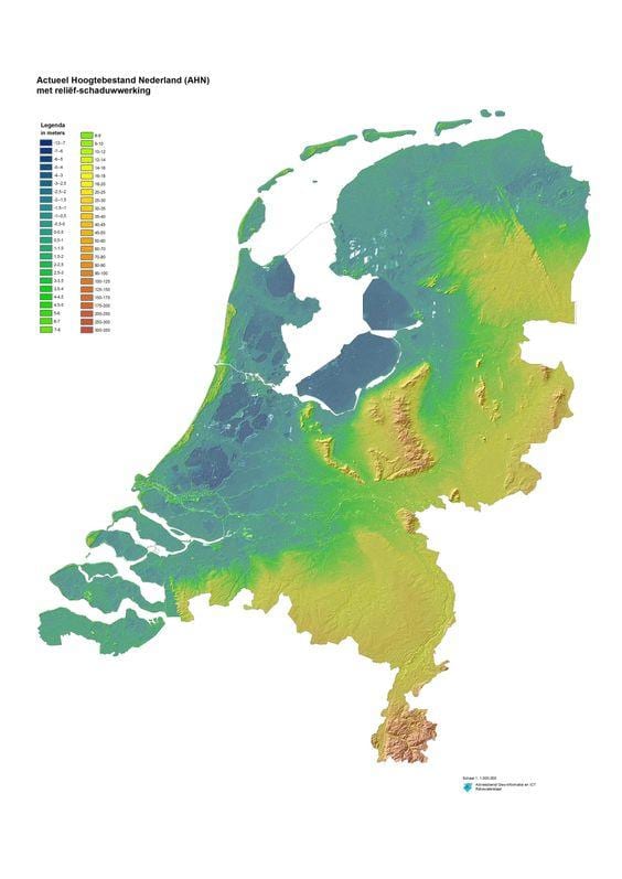 fysieke kaart van Nederland
