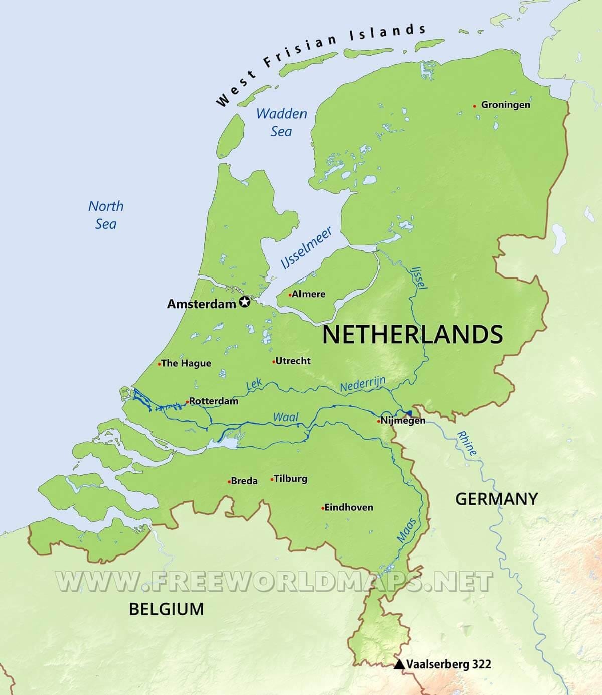 Holland geografische kaart