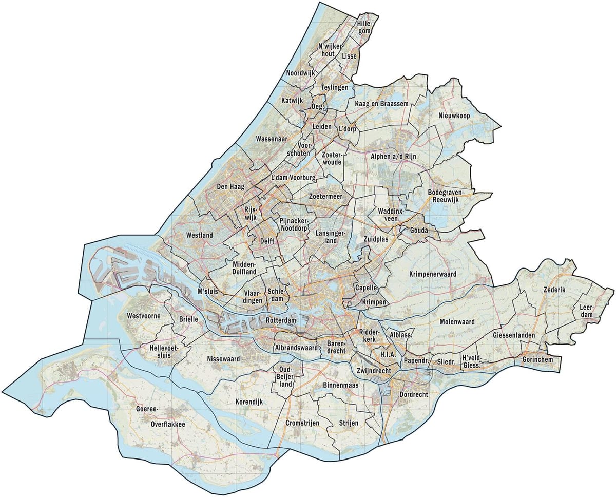 kaart van zuid-Holland