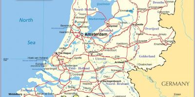 Kaart van Nederland en omliggende landen