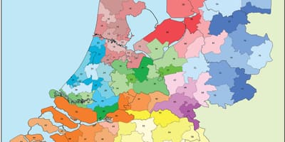 Kaart van Nederland postcode