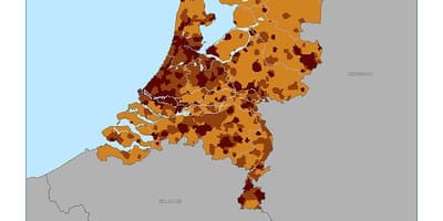 Nederland bevolkingsdichtheid kaart
